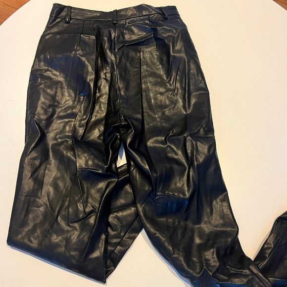 Straight Leg Black Leather Pants - Picture 2 of 4